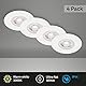 BRILONER - 4er Set Einbauleuchten Decke LED, Einbaulampen ultraflach, Einbaustrahler Bad, Badeinbaustrahler IP44, 4,9 Watt, 480 Lumen, Badezimmer, warmweiße Lichtfarbe, 90x25 mm (DxH), Weiß