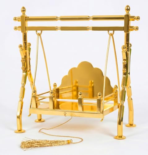 Best Janmashtami Decorations from Amazon India 25 TOHLUCS Brass Laddu Gopal Jhula Premium Swing for Krishna Idol, G...