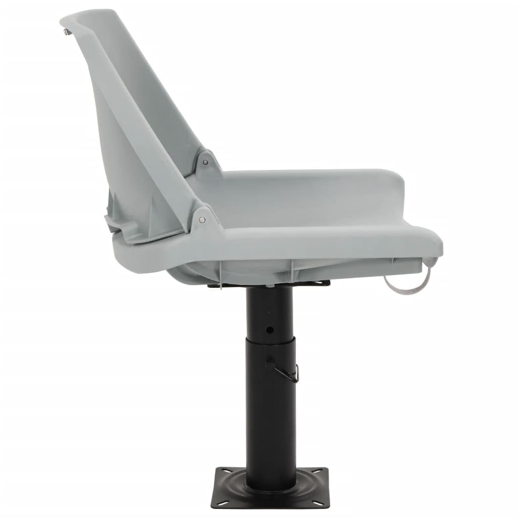 Set di 2 sedili per barca, pieghevole, grigio, 48 x 51 x 41 cm | Altezza regolabile 28-45,5 cm, base in acciaio verniciato a polvere, manico in acciaio inox, compatibile universalmente