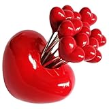 Sosoport Mini Tenedores para Postres y Fruta con Diseño Creativo de Resina y Metal 10 Piezas con Soporte Forma de Corazón Ideales para Aperitivos Cócteles y Uso Doméstico