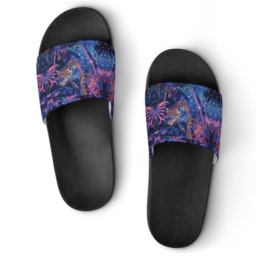 Pantoufles léopard antidérapantes : chaussons de bain homme femme pour intérieur