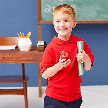 Image of unik Boy's Premium Quality Pique Polo Uniform Shirt Short Sleeve White Sky Blue Navy Hunter Green Burgundy Black Red