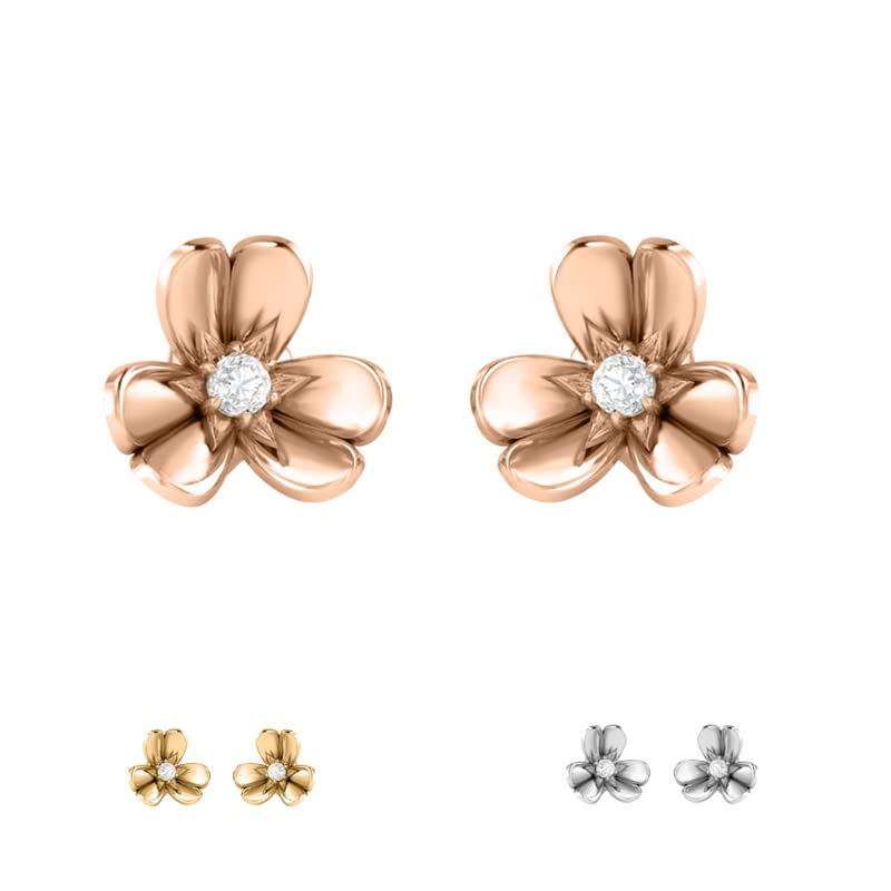 Boucles d'oreilles Dove Diamond 3D-Flower en diamant de culture pour sublimer vos soirées