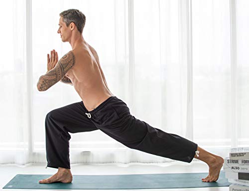 Candyhusky Men Casual Lounge Jogging Workout Yoga Pants Elastic Waist Drawstring Medium/Large, Black #TOP4