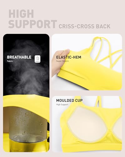Image of RUNNING GIRL Sports Bras for Women High Support,Criss-Cross Back Strappy Bra Moulded Cup High Impact Workout Crop Tops