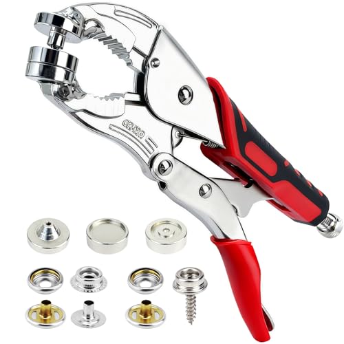 Heavy Duty Snap Fastener Tool, Snap Kit with 140 Pcs, Punching Capable, Magnetic Mold, Beginner-Friendly Snap Installation Tool, Boat Covers, Leather & Fabric Repair Installation