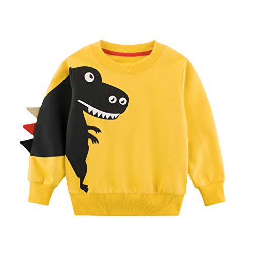 WOCACHI Toddler Boys Shirts, Toddler Kids Baby Boy Long Sleeve Cartoon Animal Dinosaur Shirt Tops Tee Clothes New Born Birth Knitted Rib Boatneck Turtleneck Cute Cartton Patern Blanket u-Neck