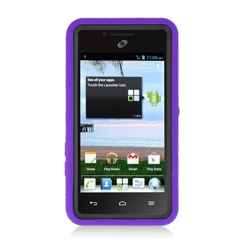 Eagle Cell Huawei Ascend Plus/Valiant/H881C Rugged Skin Case with Kickstand - Retail Packaging - Purple/Black