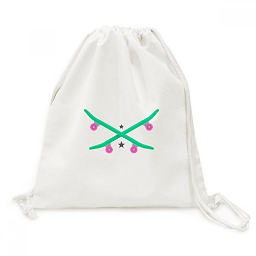 Sac de sport ski planche à roulettes en toile rose vert