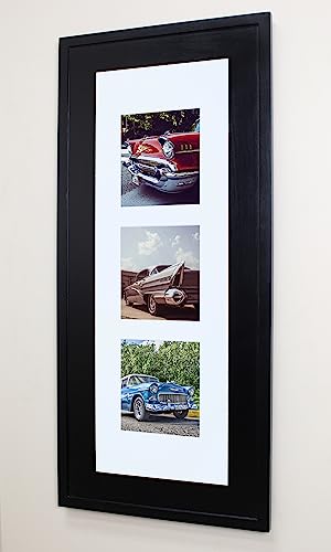Image of 14x36 Concealed Picture Frame Medicine Cabinet without Mirror for Bathroom, Recessed in the Wall, Made in North America, Real Wood, NO MDF, Adjustable Shelves, Hidden, Black