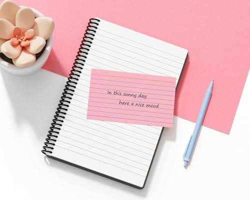 200 PCS Colored Index Cards 3x5, Ruled Index Cards, Flash Cards for Studying, Heavy Note Cards for Office, Home and School,Light Red/Green/Yellow/Beige 4 Colors, 50 PCS of Each Color
