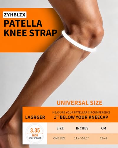 Image of 2PC Patellar Tendon Support Strap,Patella Band for Knee Pain Relief | Basketball, Running, Jumpers Knee, Tennis, Tendonitis, Soccer and Hiking, Women and Men, Silicone,Incl Bag(Fluorescent White)