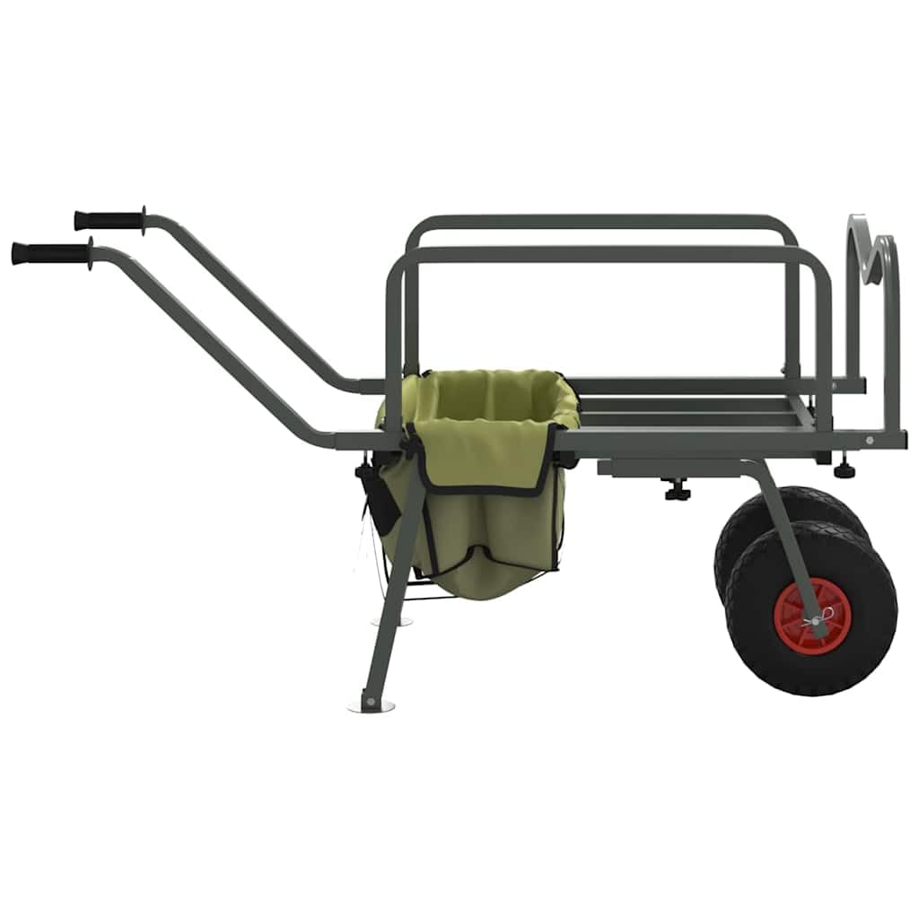 Wózek wędkarski z 2 kółkami, stal malowana proszkowo, wózek ręczny, nośność 150 kg, składany, do wędkowania, na kemping, do transportu akcesoriów wędkarskich nad jeziorem, rzeką, brzegiem