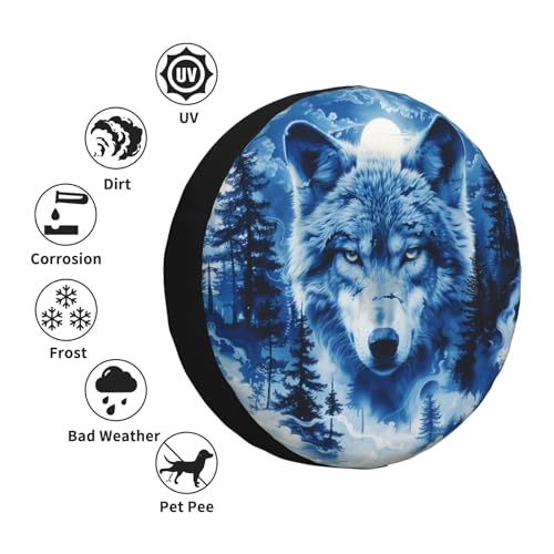 Image of Wolf Spare Tire Cover Weatherproof Universal Wheel Protectors Wheel Covers for Rv Camper Travel Trailer SUV Truck 17 Inch