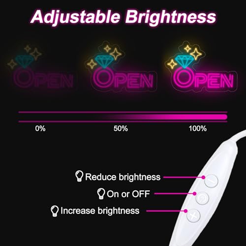 Image of Diamond Open Indoor Neon Sign For Jewelry Store Business Open LED Light