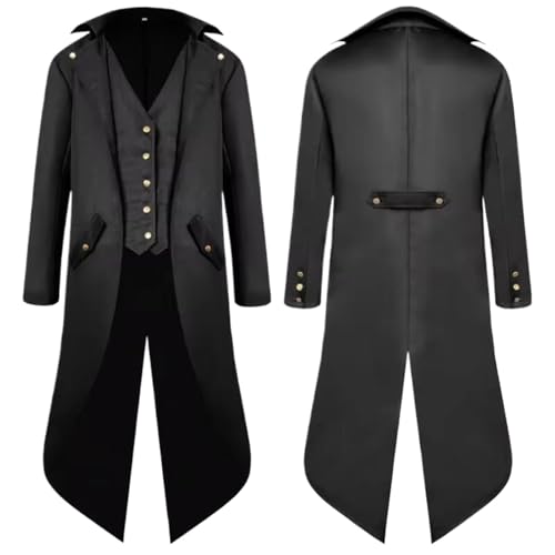 Uniforme adulte WOLONG veste longue style médiéval et smoking noir gothique
