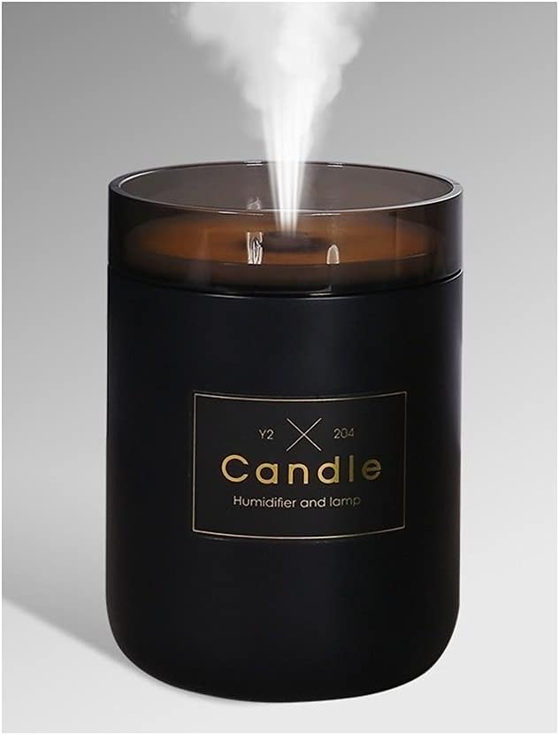 SOWUDM Humidificador De Aire 280ML humidificador de Aire Vela romántica luz Suave Essential USB difusor del Aceite del purificador de Coches Humidificador (Color : Black)