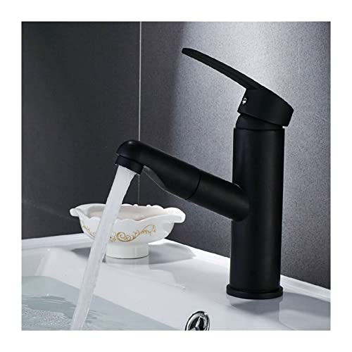Mitigeur noir monotrou de salle de bain avec bec rétractable