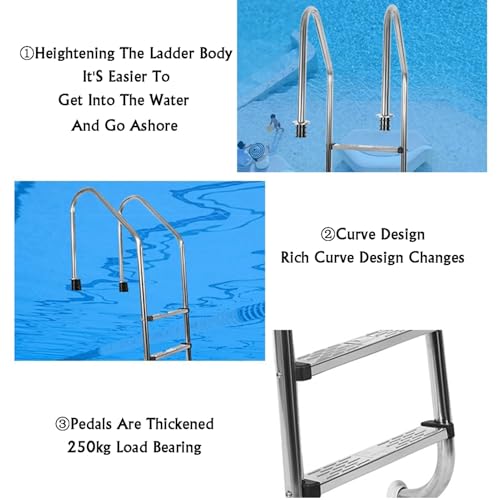 Escalera para piscina con 3 peldaños de acero inoxidable miniatura 3