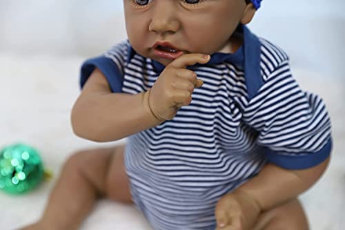 Ziyiui Reborn Baby Dolls Girl Lifelike Toddler African American Realistic Girl Doll Babies Eyes Open Newborn Kids Best Gift Set 22 Inch #TOP3