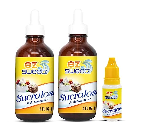 Concentrated Liquid Sucralose Sweetener, 4OZ/120mL Glass Bottle (2900 Servings), 2-Pack |One Travel Size Bottle 0.5OZ/15mL (360 Servings)