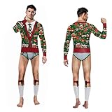 QPQEQTQ Women's Ugly Christmas Jumpsuit Romper Zipper Long Sleeve Bodysuit Outfit Realistic Novelty Costume Onesies 04 XL