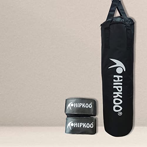 Image of Hipkoo Sports 3 Feet Unfilled Matte Punching Bag with Hand Wrap Combo | 1 Punching Bag & 1 Hand Wrap | for Boxing, MMA, Sparring, Punching Training Kick & Muay Thai (Black)