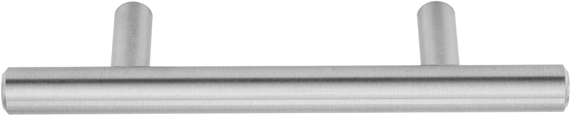 Amazon Basics Euro Bar Cabinet Handles, Drawer Pulls, Kitchen Cabinet Hardware, 5.38-inch Length, 3-inch Hole Center, 1/2-inch Diameter, Satin Nickel, 25-Pack