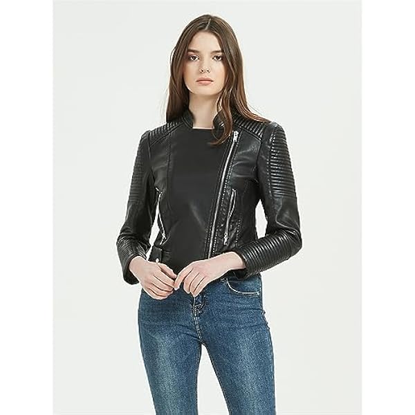 Adhdyuud Vrouwen Zachte Motorfiets Faux Lederen Jassen Herfst Lange Mouw Biker Streetwear Zwart Basic Jas