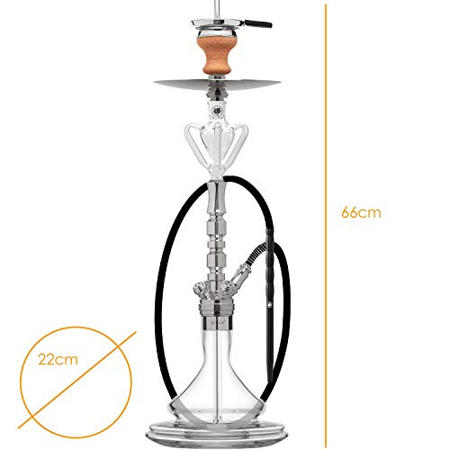 DILAW® TRIPHAN Shisha Edelstahl Silber V2A 66cm Hookah Medium + LED Licht | Wasserpfeife Kaminkopf Komplettset… – Bild 8