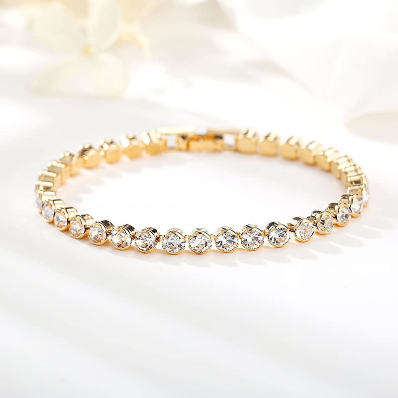 ZAHSY Gold Plated Bracelets Silver Chain Bracelet Cubic Zirconia Tennis Bracelets for Women Rhinestones Bracelet for Women3