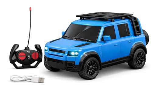 Image of TEC TAVAKKAL Remote Control Car for Kids & Adults, 50 Km /h High Speed RC Car with LED Headlights, 60+ Feet Range, Type-C Rechargeable Off-Road SUV Toy Car, 4 Direction Control (Blue)