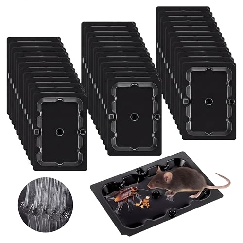 Qualirey 36 Pack Mouse Glue Traps 4.6x3.2 Inch, Pre-Baited Sticky Traps for Mice Rats Roaches Spiders, Heavy Duty Adhesive Glue Boards with Peanut Scent, No Touch Disposal, Indoor for Home (Black)