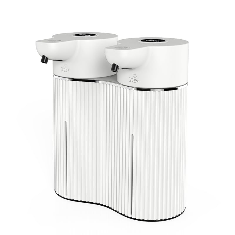 Dispenser Di Sapone Schiuma Senza Contatto Doppio Serbatoio | Muro Automatico Impermeabile IPX6 Con Schermo Batteria Digitale Ricaricabile USB Per Bagno Cucina