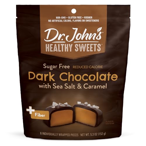 Dr. John's Sea Salt Caramel Squares, Dark Chocolate, Non-GMO, Gluten-Free, Kosher, Tooth Friendly, No Artificial Colors or Sweeteners