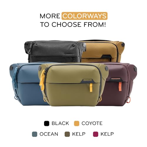 Peak Design Everyday Sling 6L, Kelp, Padded Adjustable Shoulder Strap for Crossbody or Waist Carry, FlexFold Dividers, Ideal for Carrying Cameras or Everyday Essentials, Sling Bag for Men and Women