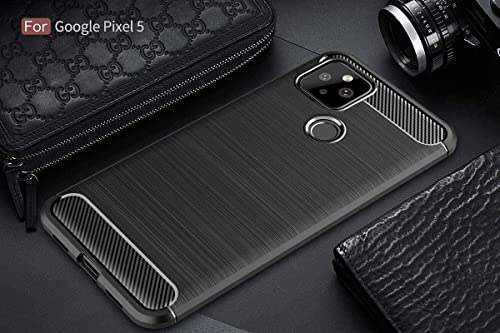 Image of NPRC Hybrid Ultra Slim Protective Case TPU Non-Slip Carbon Fiber Texture Shockproof Case Cover for Google Pixel 5A - Black