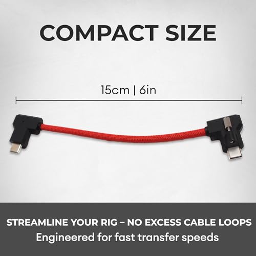 Image of Locking EVF and Monitor Cable for Blackmagic Pyxis and URSA Cine 12K Viewfinder | High Speed for 3.1 3.2 USB C | 20 Gbps | 100W | Secure Lock | (15cm (6 inch) - RED)