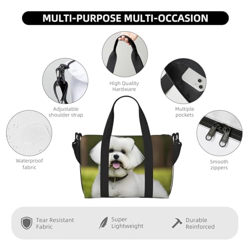 Cute Bichon Frise Dog Print Hand Travel Bag,Gym Bag,Weekend Travel Overnight Bag,Tote Bag Sports Bag For Women Men3