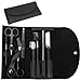 Professional Eyebrow Shaping Grooming Kit,8PCS/SET Eyebrow Grooming Kit with Leather Bag Eyebrow Trimming Kit With Razor Eyebrow Scissors Eyebrow Brush for Women & Men(Black)