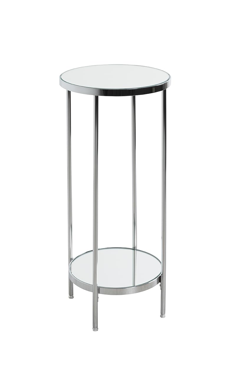 HAKU Blumensäule rund, Pflanzensäule Blumenständer aus Metall Chrom und Spiegelglas 5 mm Maße: H 66 × Ø 28 cm Style: Art Deco Küche, Haushalt & Wohnen