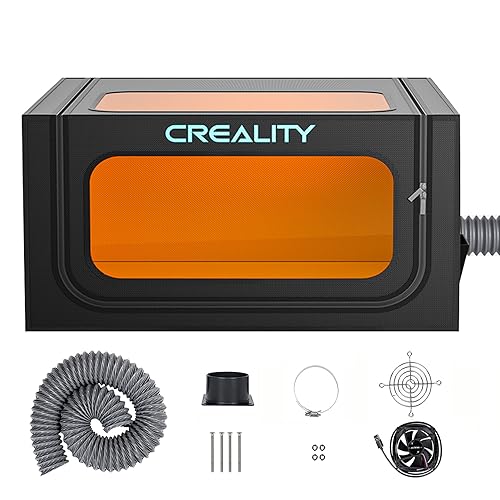 Creality Laser Engraver Cover V2.0 Fireproof and Dustproof Protective Enclosure with Exhaust Fan 4000RPM Pipe for Most Laser Cutter Insulates Against Smoke Odor and Noise Eye Protection720x720x400mm