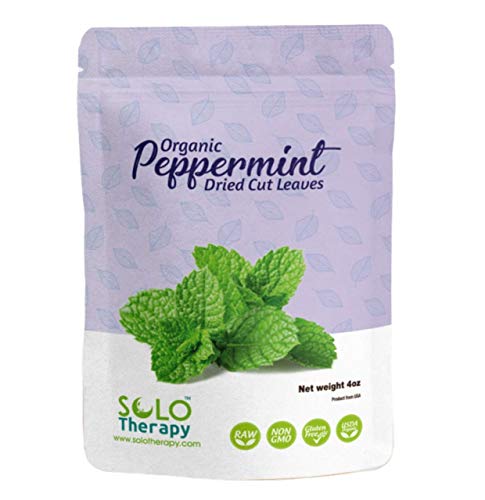 Organic Peppermint Leaves 4 oz., Peppermint Dried Cut Leaves , Peppermint Tea , Mentha Piperita, Herbal Tea in Resealable Bag , Product From USA