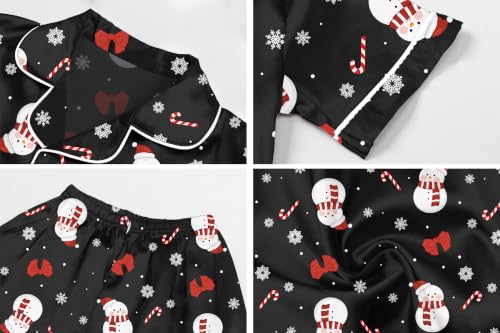 Image of Schbbbta Women Pajamas Set, 2 Pieces Satin Silk Button Down Pjs Short Sleeve Outfits Loungewear