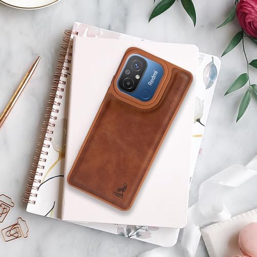 Image of AIBEX Shield Back Cover Case Compatible with Xiaomi Redmi 12C / Poco C55 Back Cover | Flexible Vegan Leather | Full Camera Protection | Raised Edges | Super Soft-Touch | Bumper Case