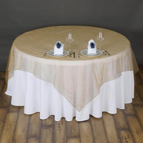 Efavormart LAY72_ORG_GOLD Efavormart Gold Organza Square Tablecloth Overlay 72X72 Square Tablecloth Cover thumb #7