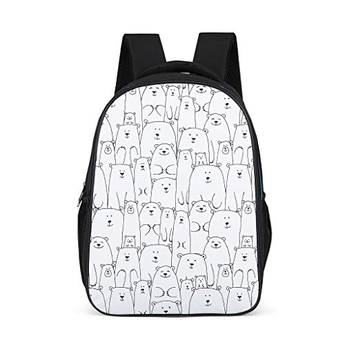 Bär Tiere Schulrucksack Jungen Schulranzen Mädchen Teenager Schultasche Daypack Rucksack Backpack für Schule, Reisen und Freizeit Schwarz 32x18x42 cm Cover
