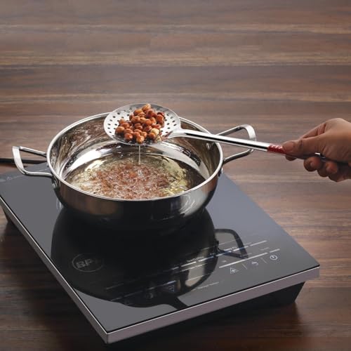 Image of HAZEL Stainless Steel Puri Frying Strainer Jhara Versatile Deep Fry Chhalni with Handle for Kitchen