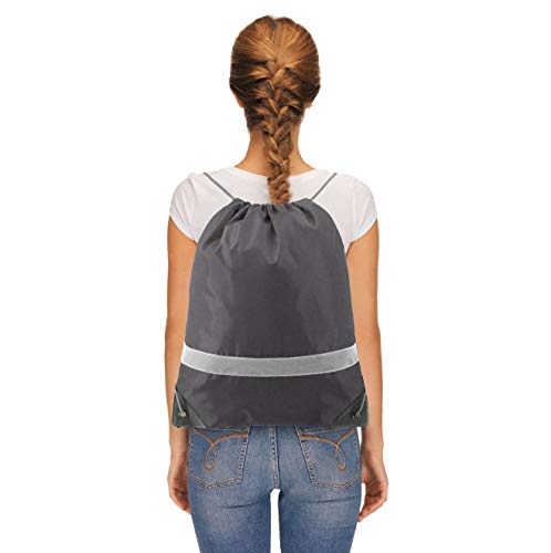 Image of BeeGreen 20-Piece Grey Drawstring Backpacks, Reflective Cinch Sacks, DIY Blank Drawstring Bags for Women and Men, 16.5 inch L x 13.4 inch W