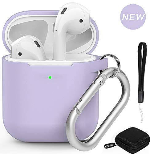 Newest AirPods Case Protective Cover [Front LED Visible] Silicone Accessories Kit Compatible with Apple AirPods 2 & 1?Lavender?